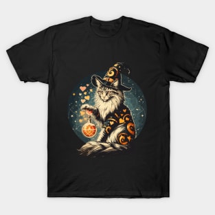 Maine Coon Wizard cat make love potion T-Shirt